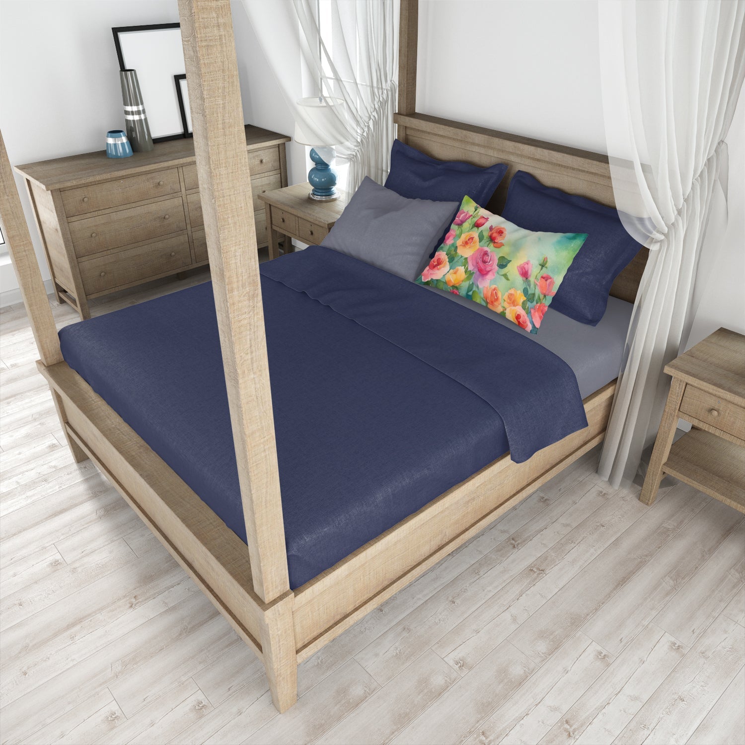 Roses in Watercolor Standard Pillowcase-3