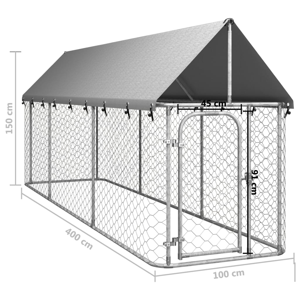 vidaXL Outdoor Dog Kennel Dog Pen Pet Crate Kennel Playpen House with Roof-3