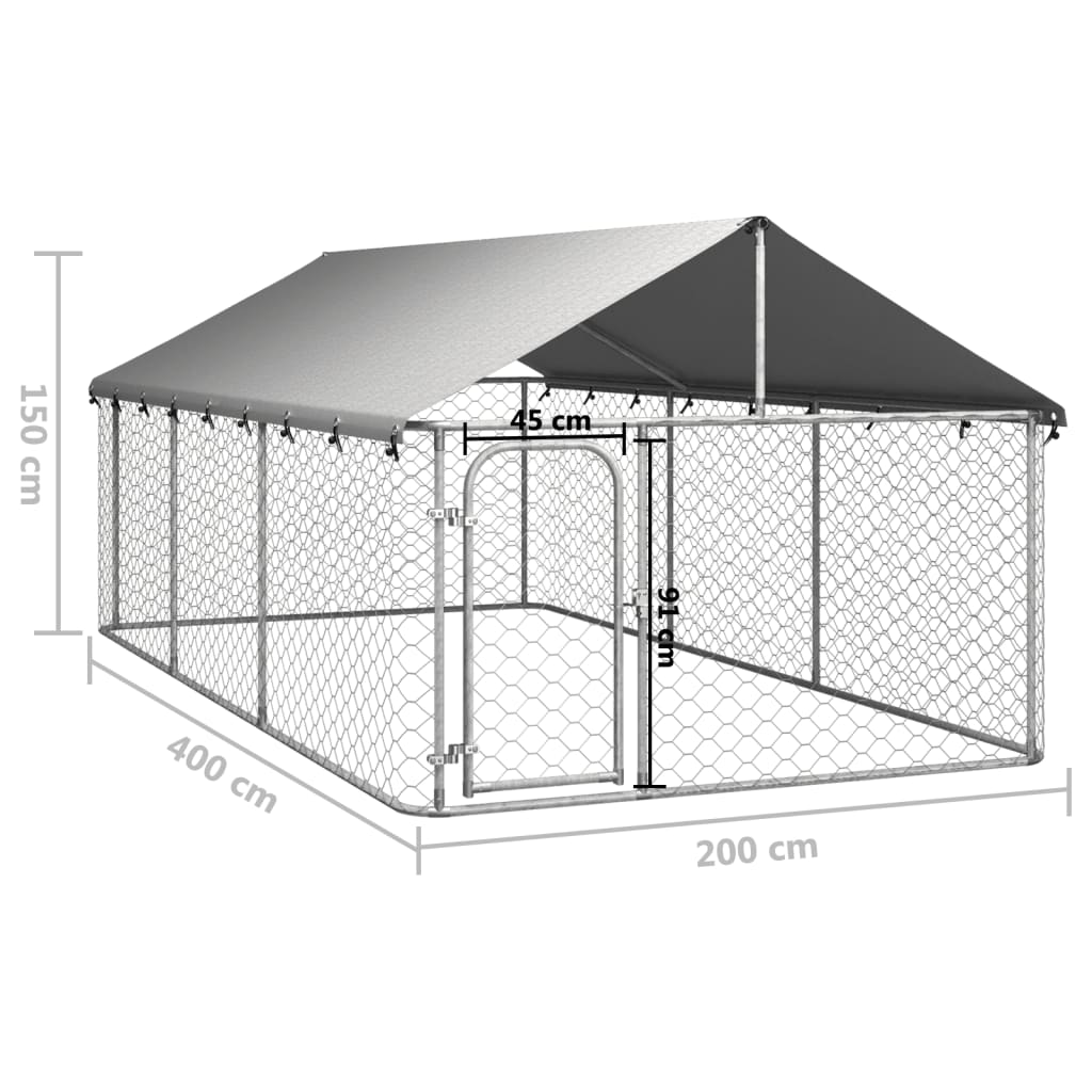 vidaXL Outdoor Dog Kennel Dog Pen Pet Crate Kennel Playpen House with Roof-1