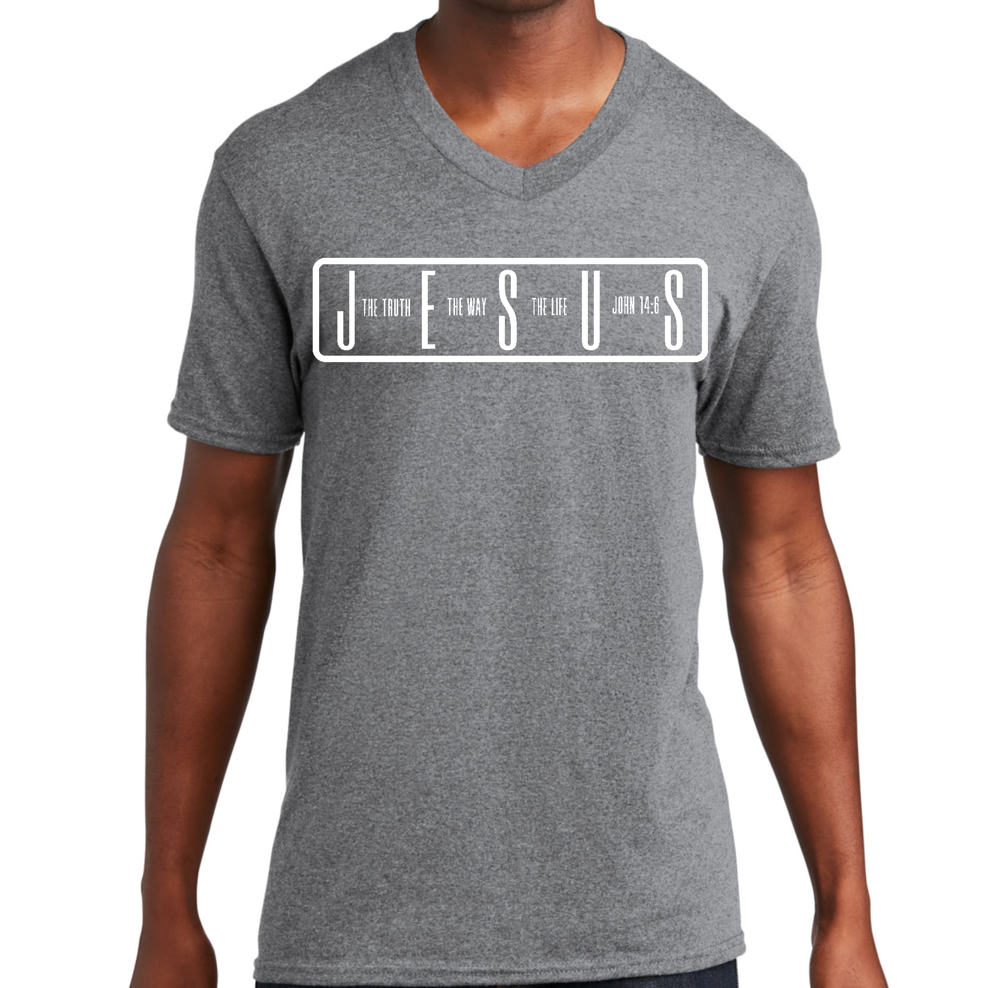 Mens Graphic V-neck T-shirt - the Truth the Way the Life-1